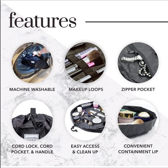 Lay N Go makeup bag with storage pouch champagne gold in color size 17” - Picture 7 of 8